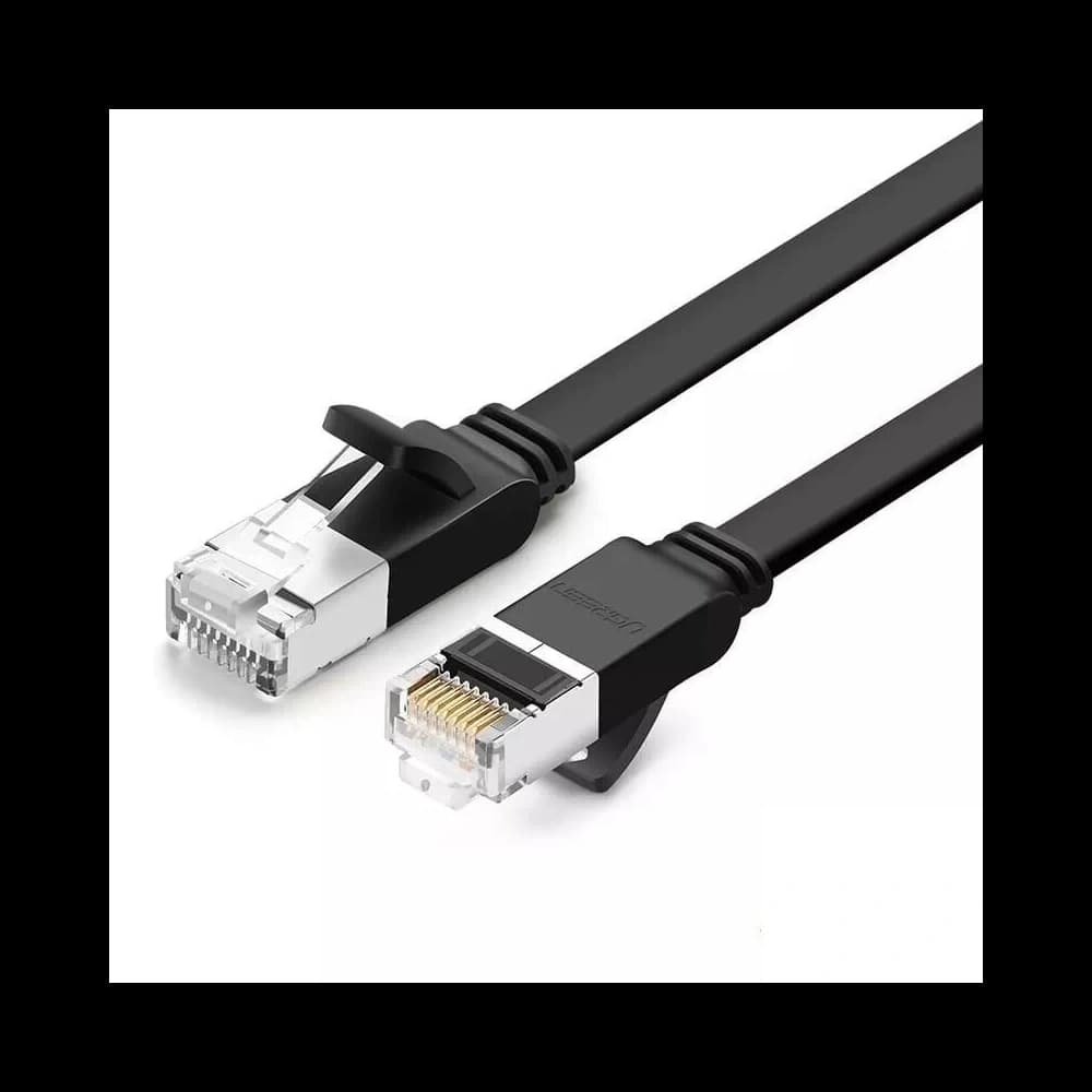 UGREEN flaches Netzwerkkabel mit Metallsteckern, Ethernet RJ45, Kat.6, UTP, 10m (schwarz) - 1
