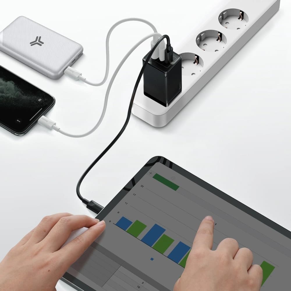 Baseus Ladegerät GaN Pro, C+C+A, 65W, EU (schwarz) - 7