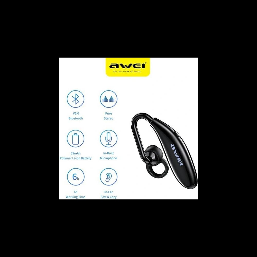 AWEI Bluetooth-Monohörer N5 schwarz/schwarz - 2