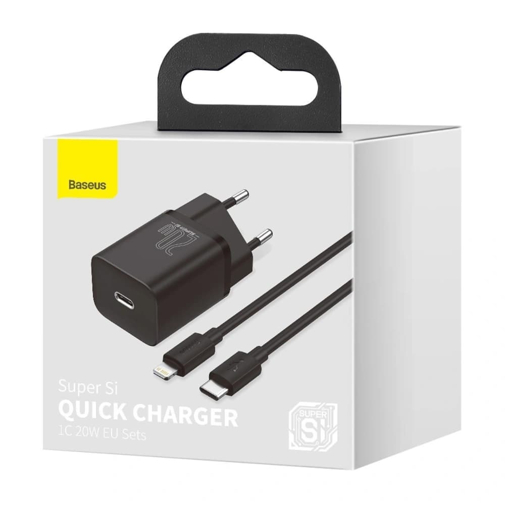 Baseus Ladegerät Super Si Quick Charger 1C 20W mit USB-C zu Lightning Kabel 1m (schwarz) - 10