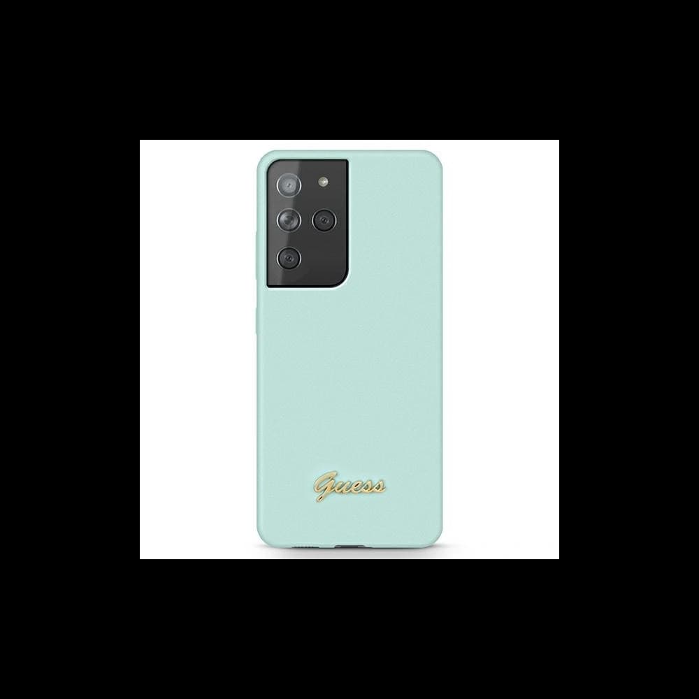 Guess Samsung Gehäuse GUHCS21LLSLMGLB Galaxy S21 Ultra blau/blau Hartschale Silikon Script Metall Logo - 1