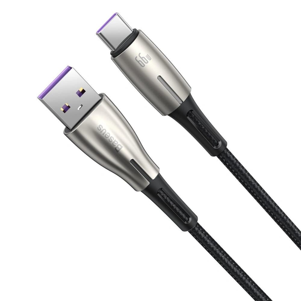 Baseus Water Drop-shaped Cable USB to Type-C, LED, 66W, 6A, 2m (black) - 2