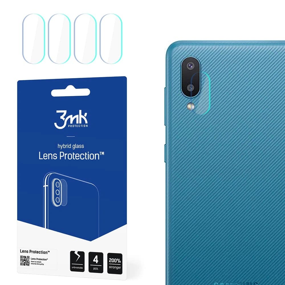 3MK Samsung Hybridglas für Kameraobjektiv Objektivschutz Galaxy M02 [4 PACK] - 1