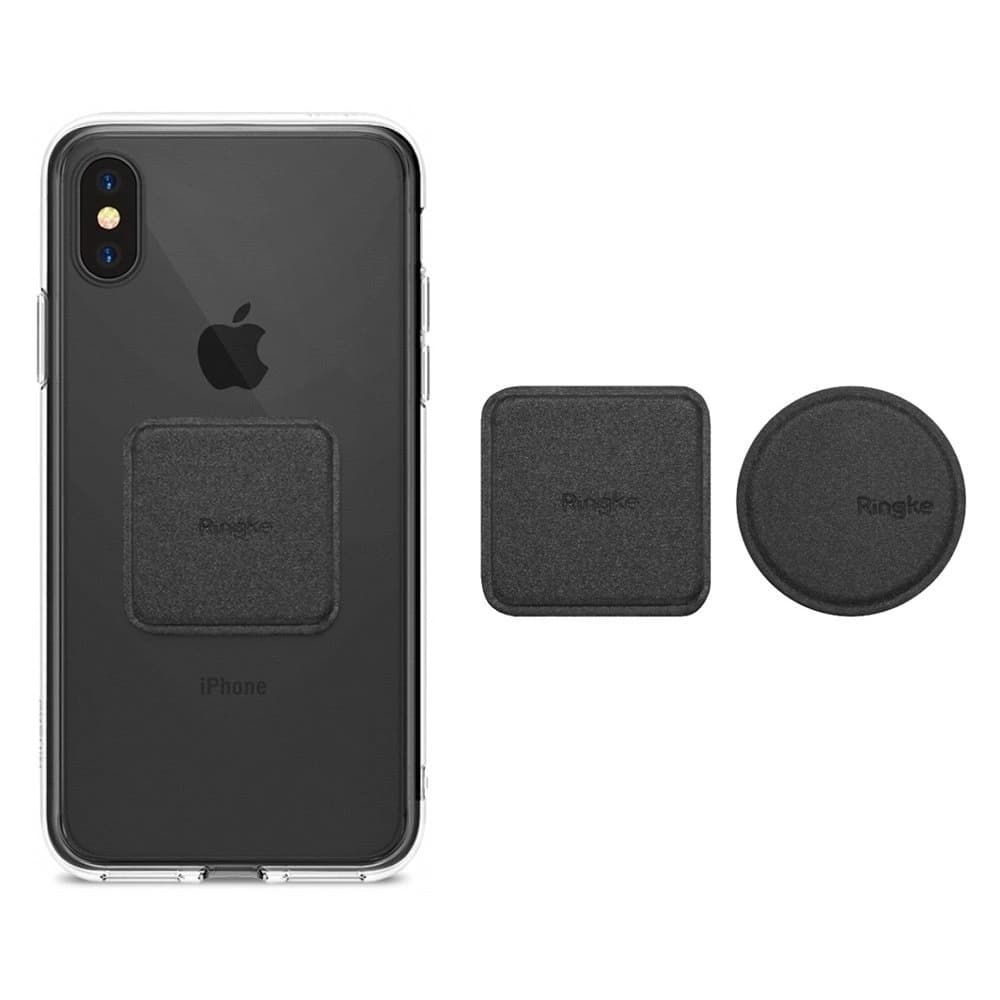 Magnetischer Halterungsplatten Ringke PU-Leder Metallplatten Schwarz - 1