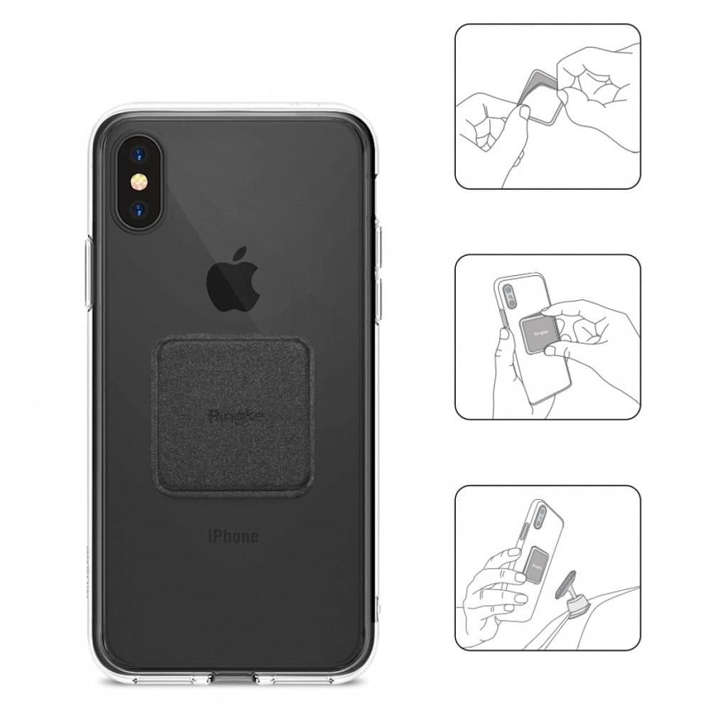 Magnetischer Halterungsplatten Ringke PU-Leder Metallplatten Schwarz - 4