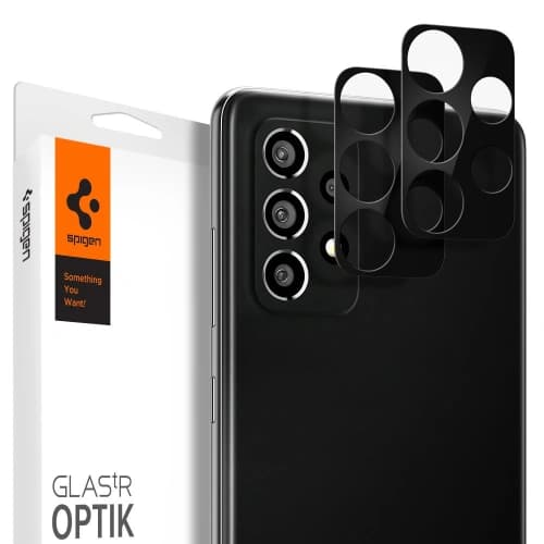 Spigen Samsung Gehärtetes Kameraglas Optik Kameraobjektiv Galaxy A72 Schwarz