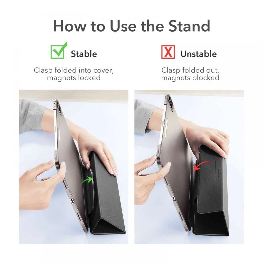 ESR Ascend Trifold & Tempered Glass Apple iPad Pro 12.9 2021 Grey - 7