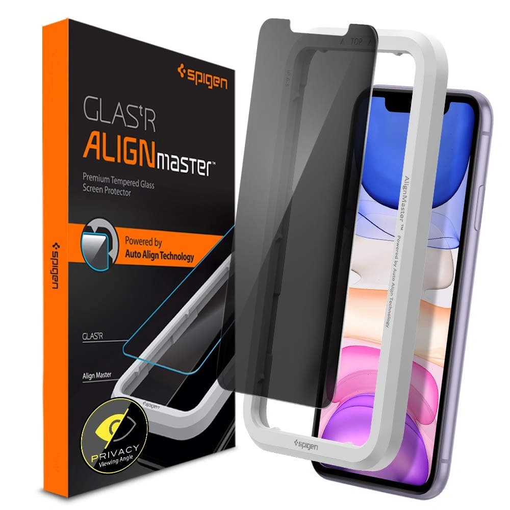 Gehärtetes Glas Spigen GLAS.tR AlignMaster Apple iPhone 11 Datenschutz - 1