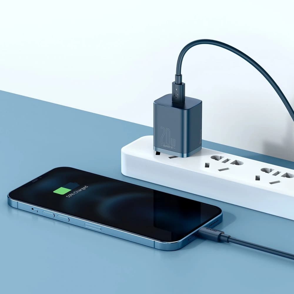 Baseus Ladegerät Super Si Quick Charger 1C 20W mit USB-C zu Lightning Kabel 1m (blau) - 8