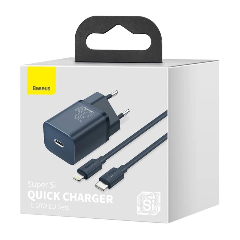 Baseus Ladegerät Super Si Quick Charger 1C 20W mit USB-C zu Lightning Kabel 1m (blau) - 10