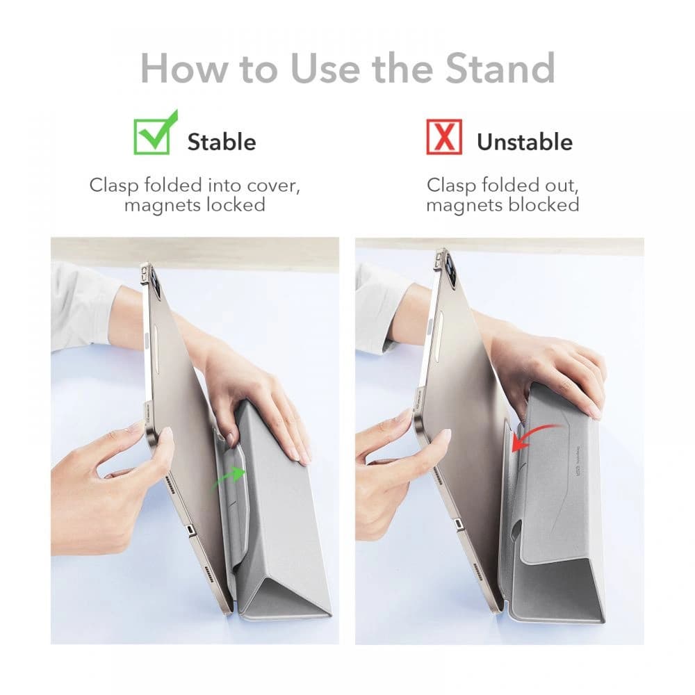 ESR Ascend Trifold & Tempered Glass Apple iPad Pro 11 2021 Grey - 9