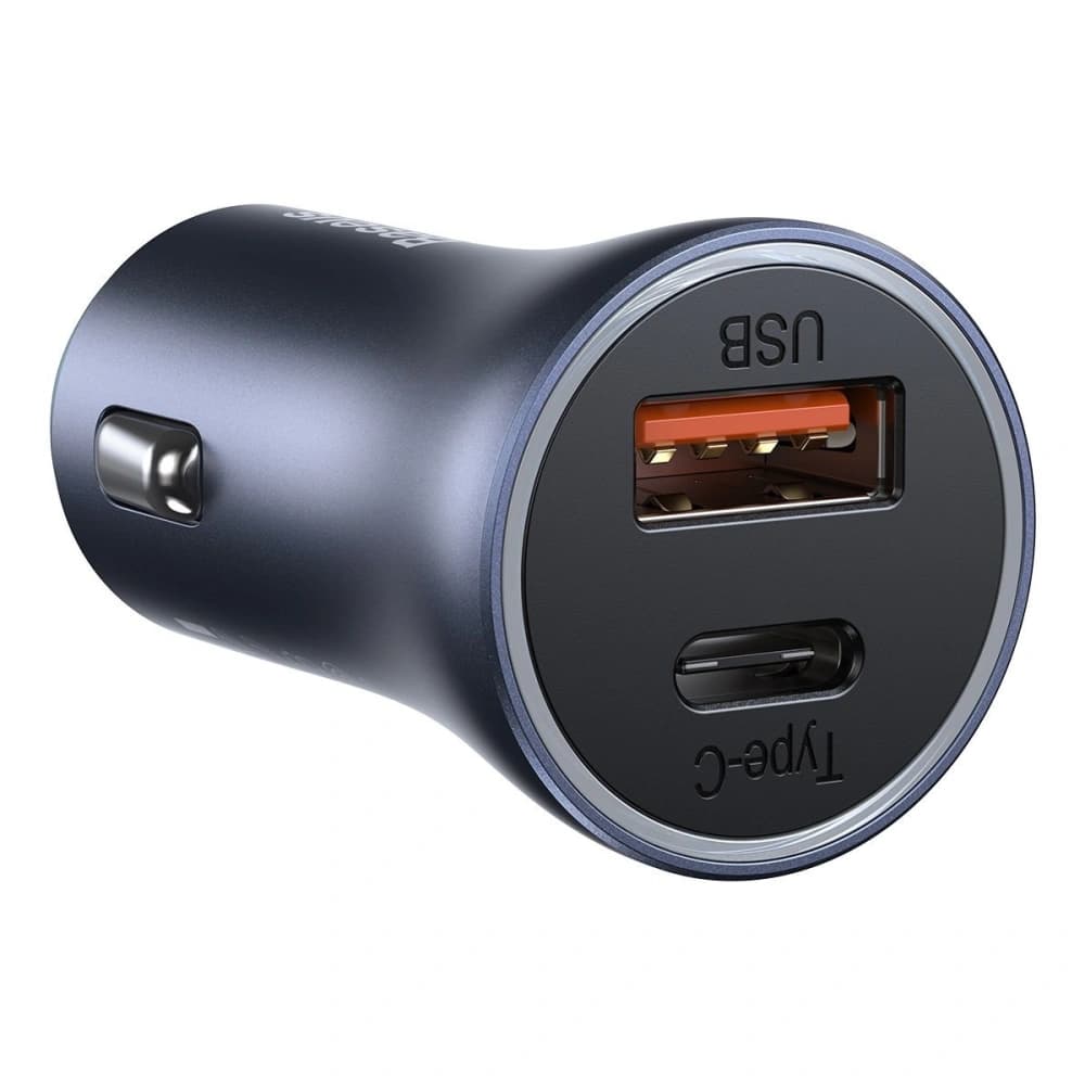 Baseus Golden Contactor Pro car charger, USB + USB-C, QC4.0+, PD, SCP, 40W (dark gray) with Cable Type-C to iP 1m Black - 3