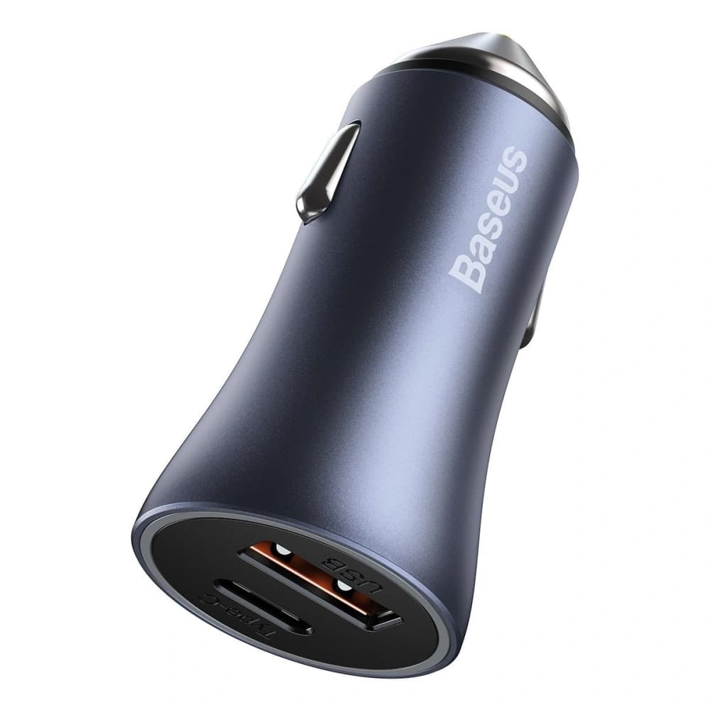 Baseus Golden Contactor Pro car charger, USB + USB-C, QC4.0+, PD, SCP, 40W (dark gray) with Cable Type-C to iP 1m Black - 4