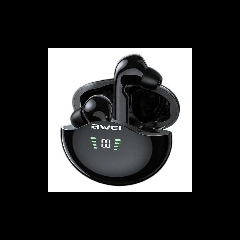 AWEI Earphones Bluetooth 5.1 T12P TWS + Charging Station black - 1