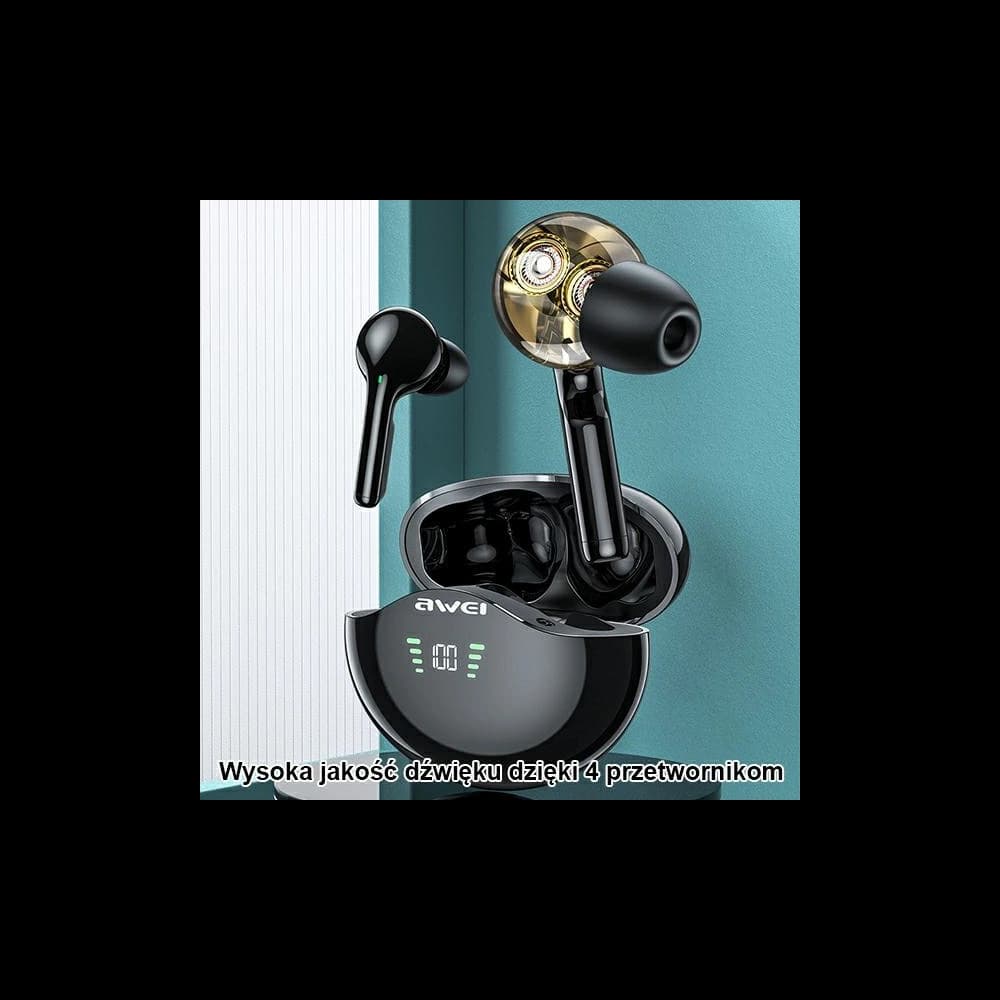 AWEI Earphones Bluetooth 5.1 T12P TWS + Charging Station black - 2