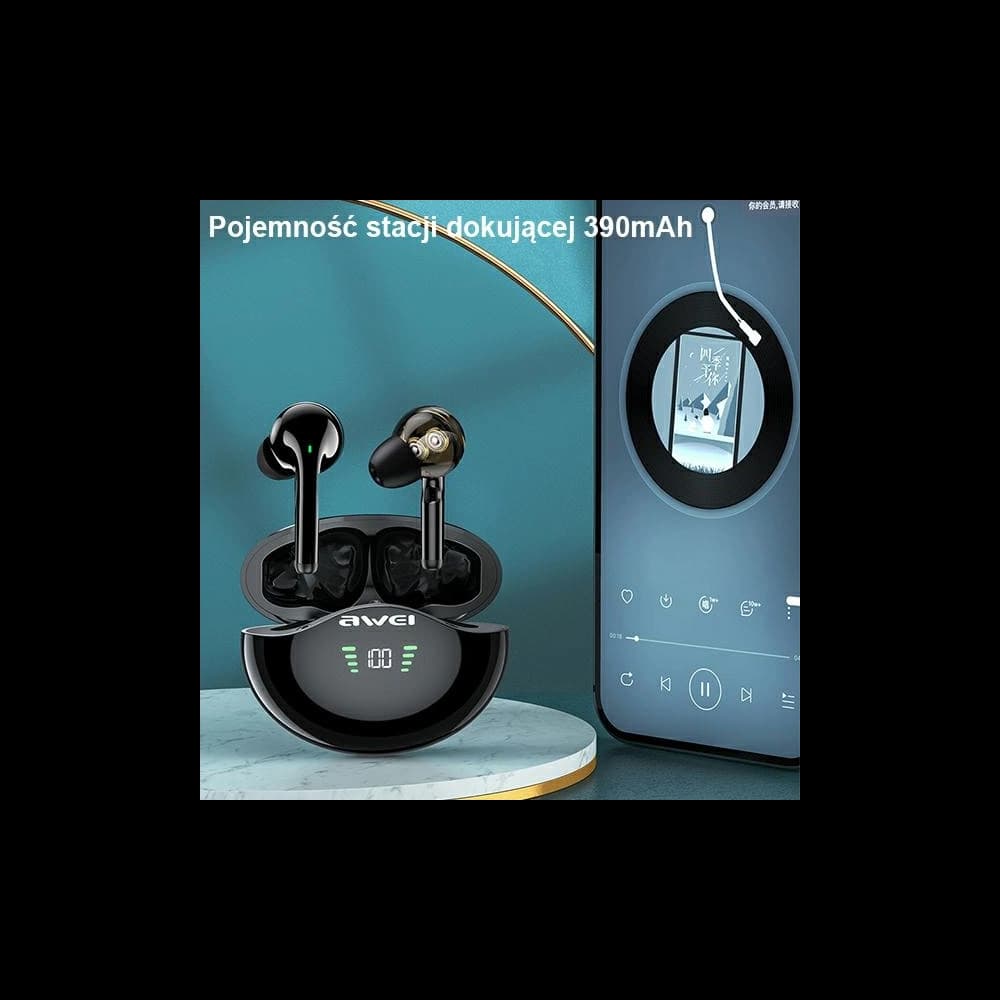 AWEI Earphones Bluetooth 5.1 T12P TWS + Charging Station black - 6