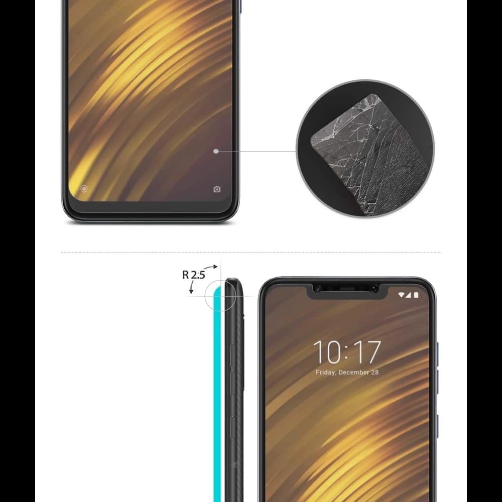 Hartglas-Set Ringke ID Glass Pocophone F1 0.33mm 3er Pack - 3