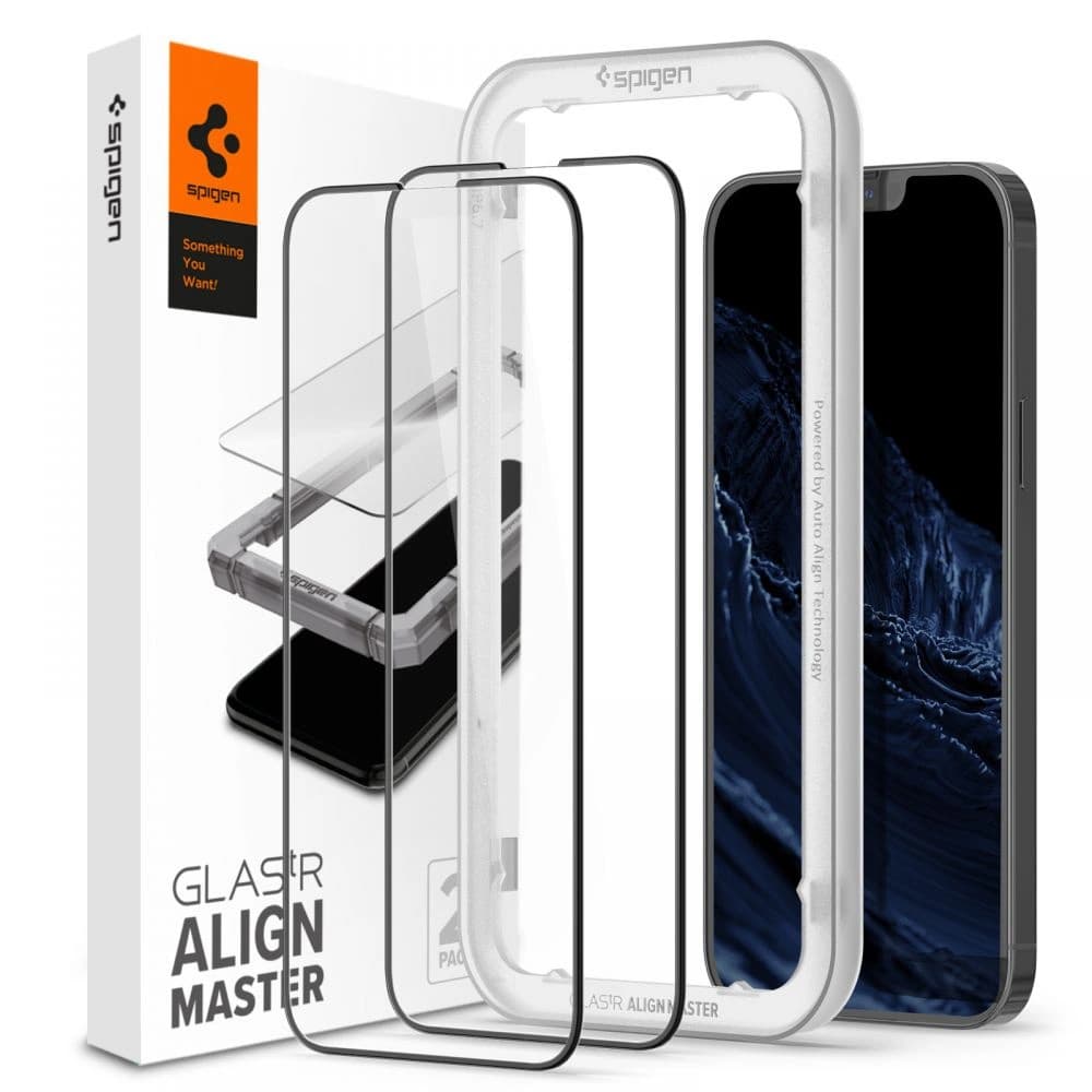 Gehärtetes Glas Spigen GLAS.tR Slim AlignMaster Apple iPhone iPhone 14 Plus / 15 Plus Schwarz [2 PACK] - 1