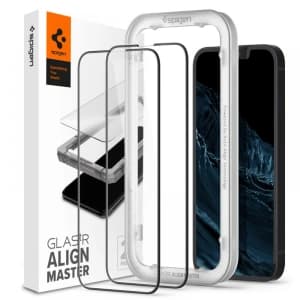 Gehärtetes Glas Spigen GLAS.tR Slim AlignMaster Apple iPhone 14/13/13 Pro Schwarz [2 PACK]