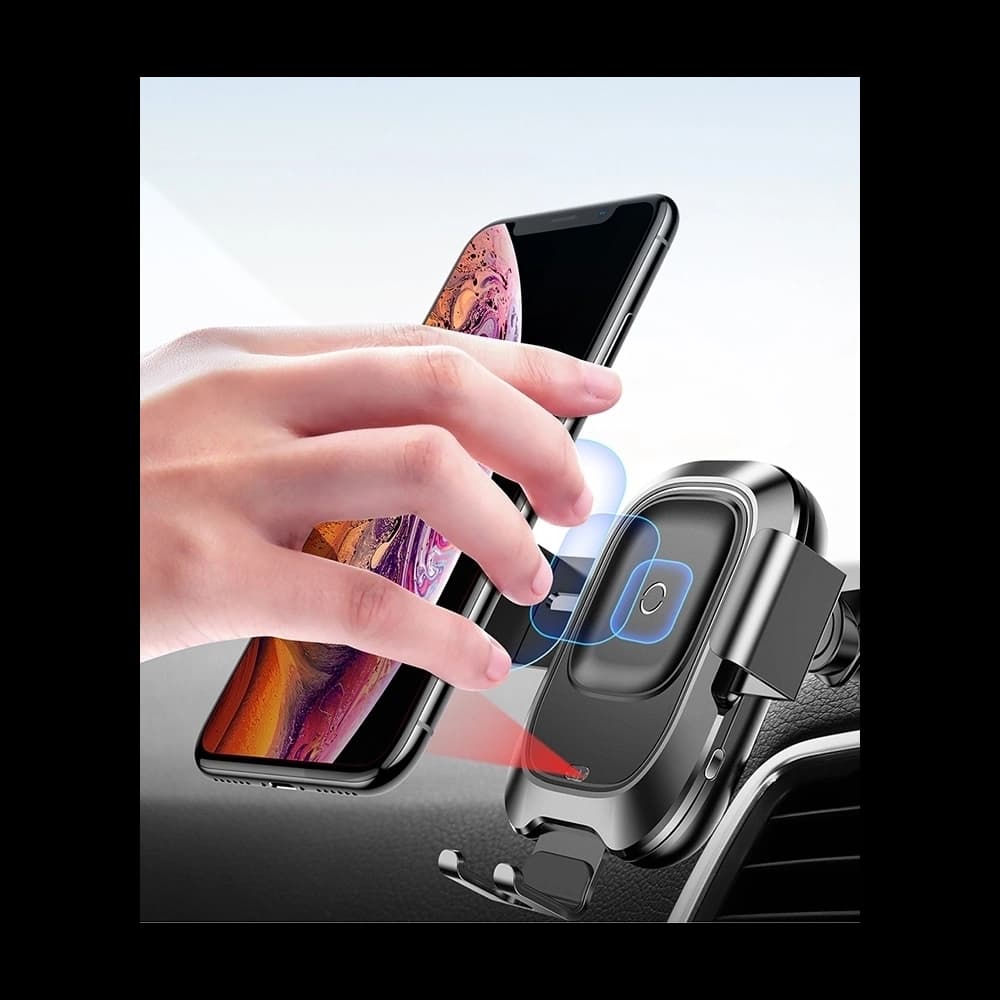 Baseus Intelligent Auto Lock Air Vent Wireless Charger Car Mount Dashboard - 4