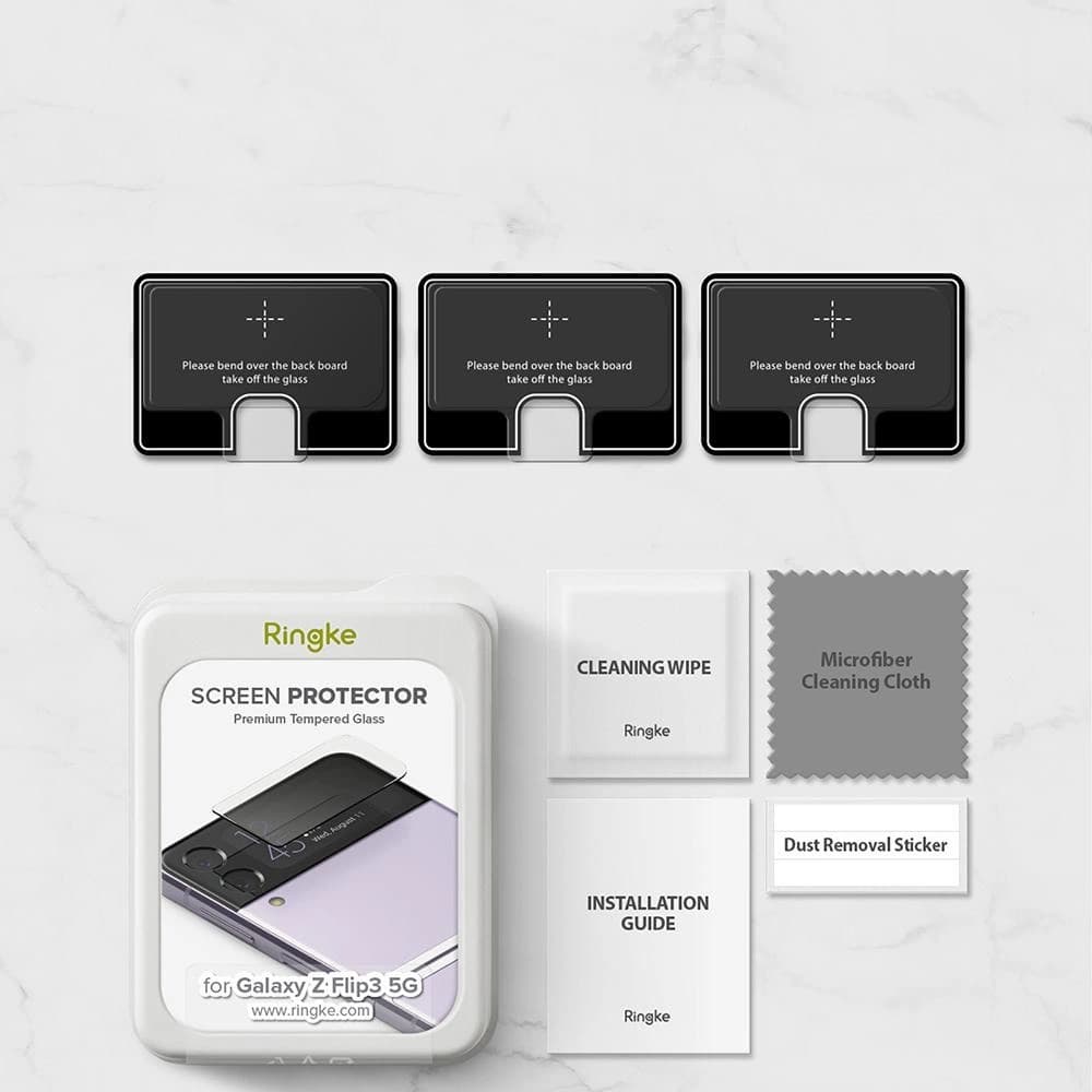 Gehärtetes Glas für kleinen Bildschirm Ringke Cover Display Glass Samsung Galaxy Z Flip 3 [3 PACK] - 8