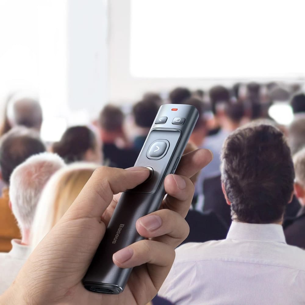 Baseus Multifunktionale Fernsteuerung Orange Dot für Präsentationen, mit Laserpointer, wiederaufladbar (grau) - 8