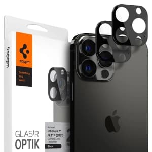 Spigen Apple Gehärtetes Kameraglas Optik Kameraobjektiv iPhone 13 Pro/13 Pro Max Schwarz [2 PACK]
