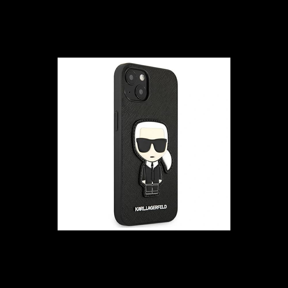 Karl Lagerfeld KLHCP13SOKPK Apple iPhone 13 mini black hardcase Saffiano Ikonik Karl`s Patch - 4