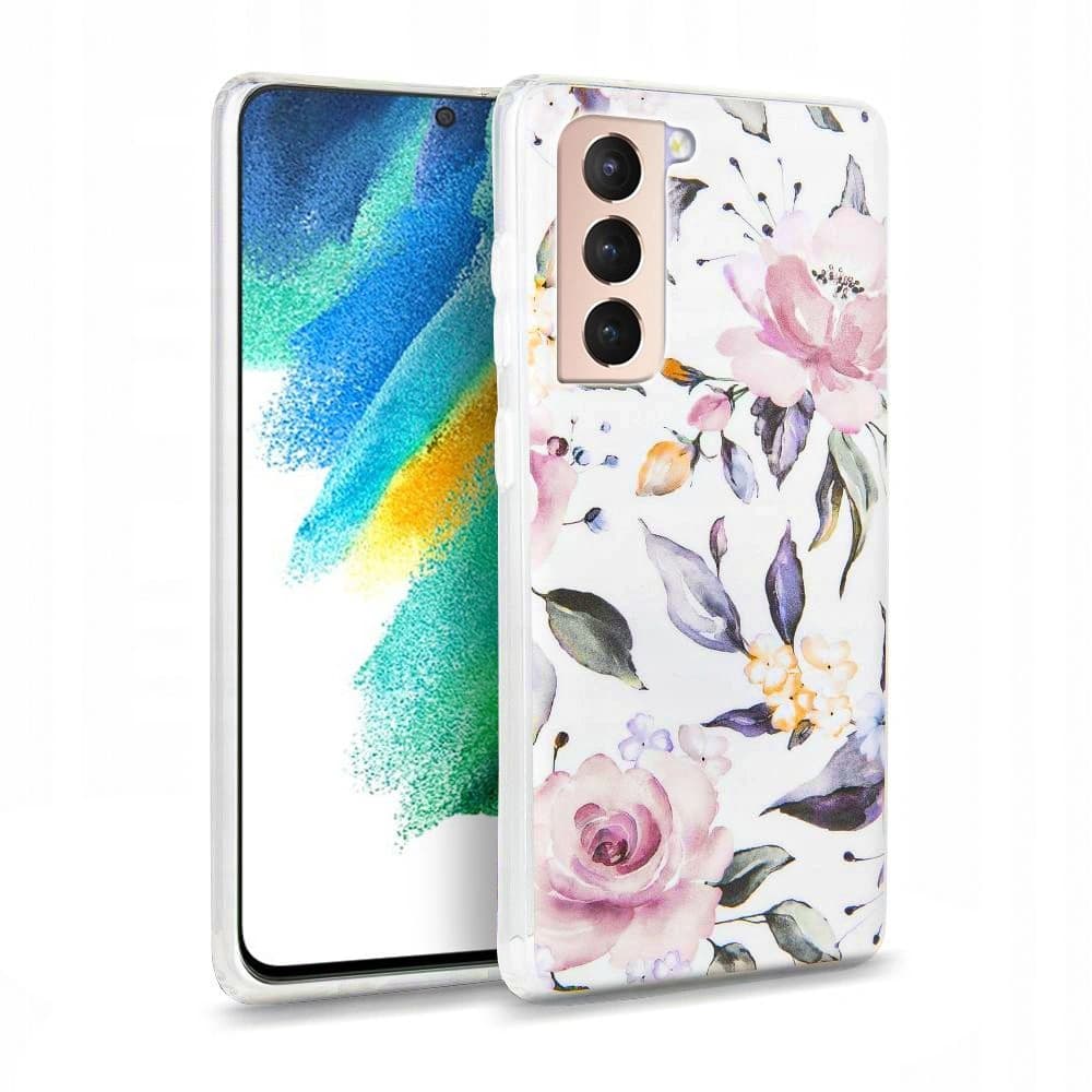 Etui Tech-Protect Floral Samsung Galaxy S21 FE White - 1