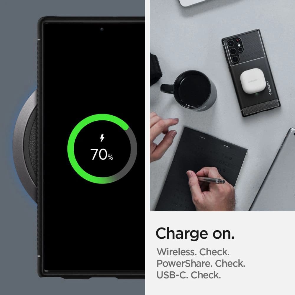 Case Spigen Rugged Armor Samsung Galaxy S22 Ultra Matt Schwarz - 14