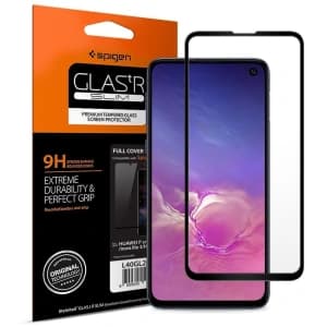 Gehärtetes Glas Spigen GLAS.tR Slim Samsung Galaxy S10e Full Cover Case Friendly