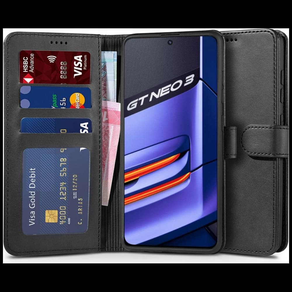 Case Tech-Protect Wallet Realme GT Neo 3 Schwarz - 1