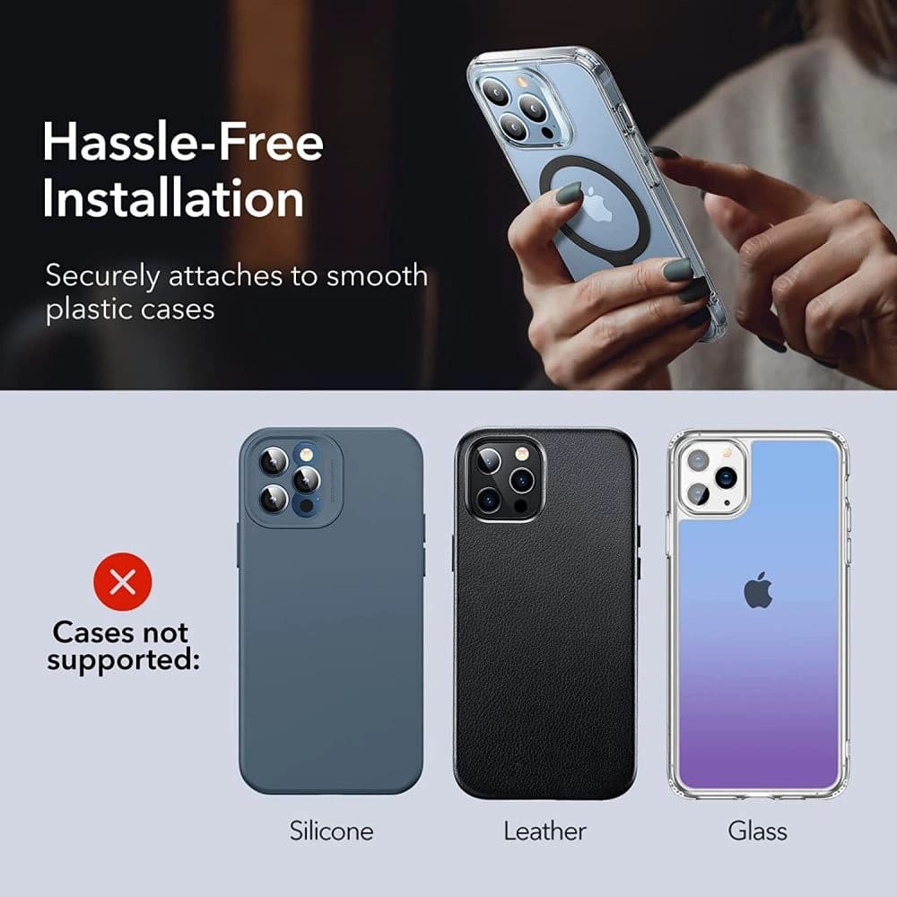 Magnetische Ringe ESR Halolock MagSafe Universeller Magnetring Schwarz [2 PACK] - 6