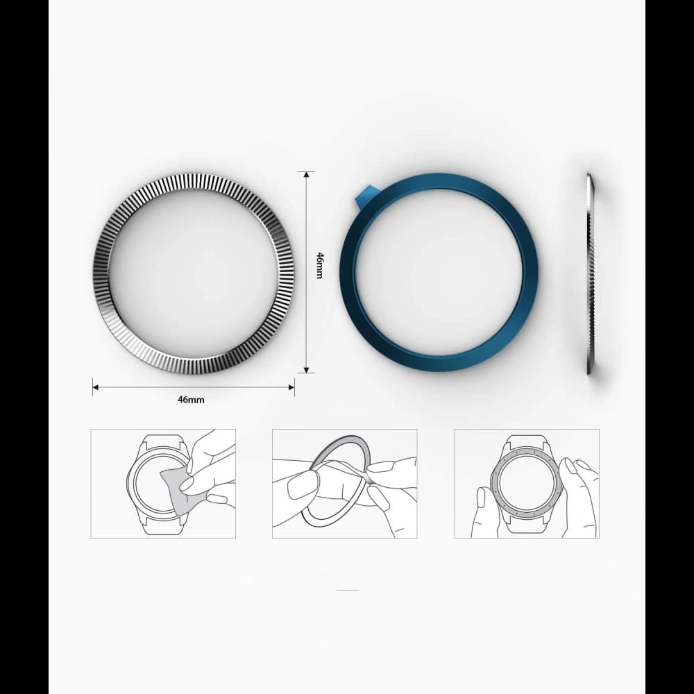 Tachymeterabdeckung Ringke Samsung Galaxy Gear S3/Watch 46mm gestreiftes Edelstahl silber GW-46-12 - 6