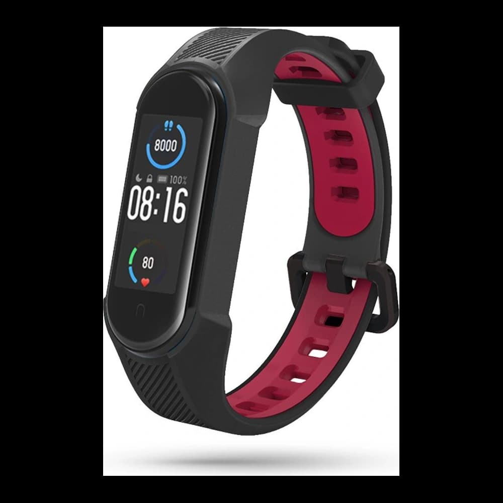 Tech-Protect Armour Xiaomi Mi Band 5/6/6 NFC/7 Schwarz Rot - 1