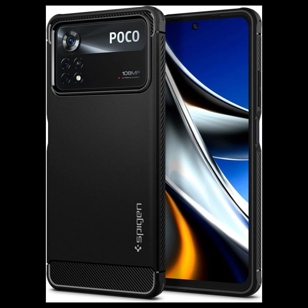 Case Spigen Rugged Armor POCO X4 Pro 5G Matt Schwarz - 1