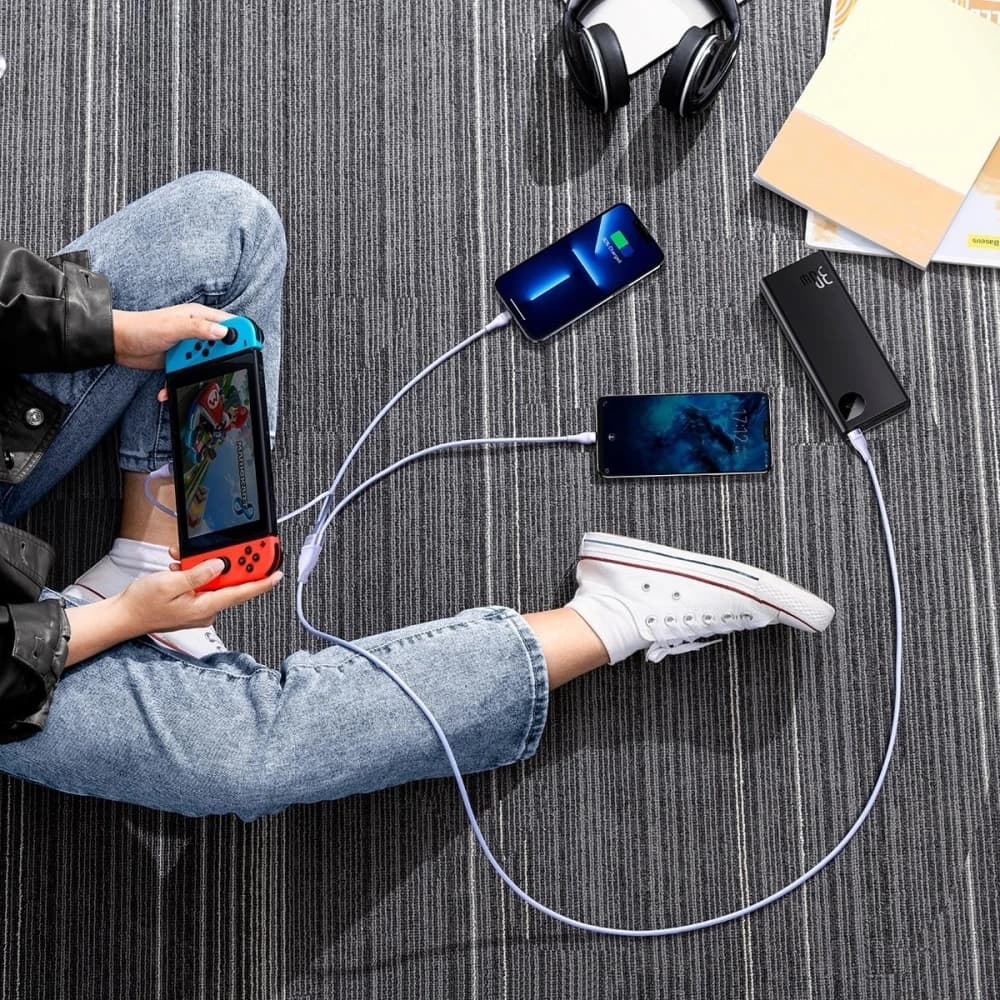 Baseus Flash Series II USB Type C / USB Type A cable - USB Type C / Lightning / micro USB 100 W 1.5 m purple - 8