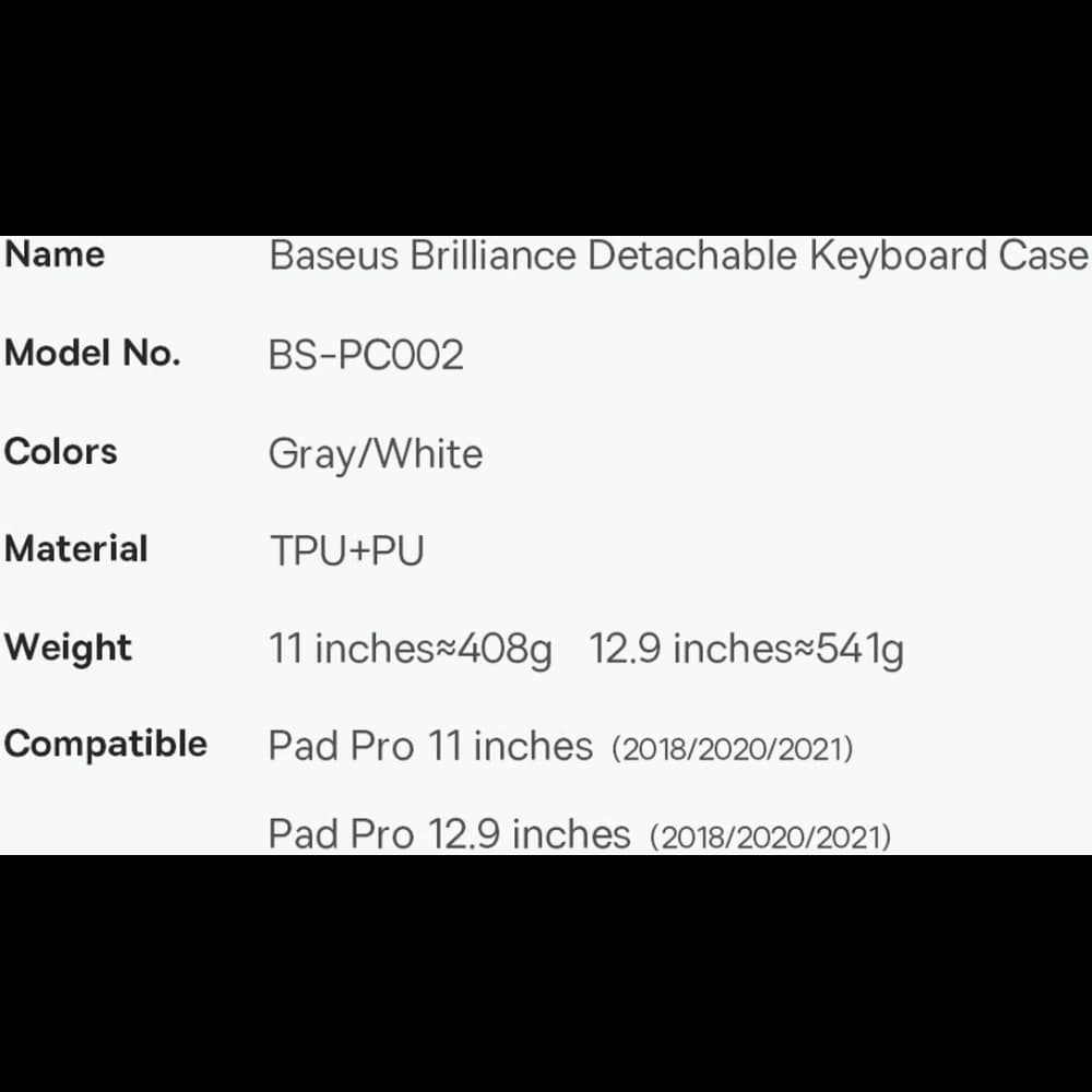 Etui z klawiaturą Baseus Brilliance Apple iPad Pro 12.9 2018/2020/2021 (3., 4. i 5. generacji) biały - 27