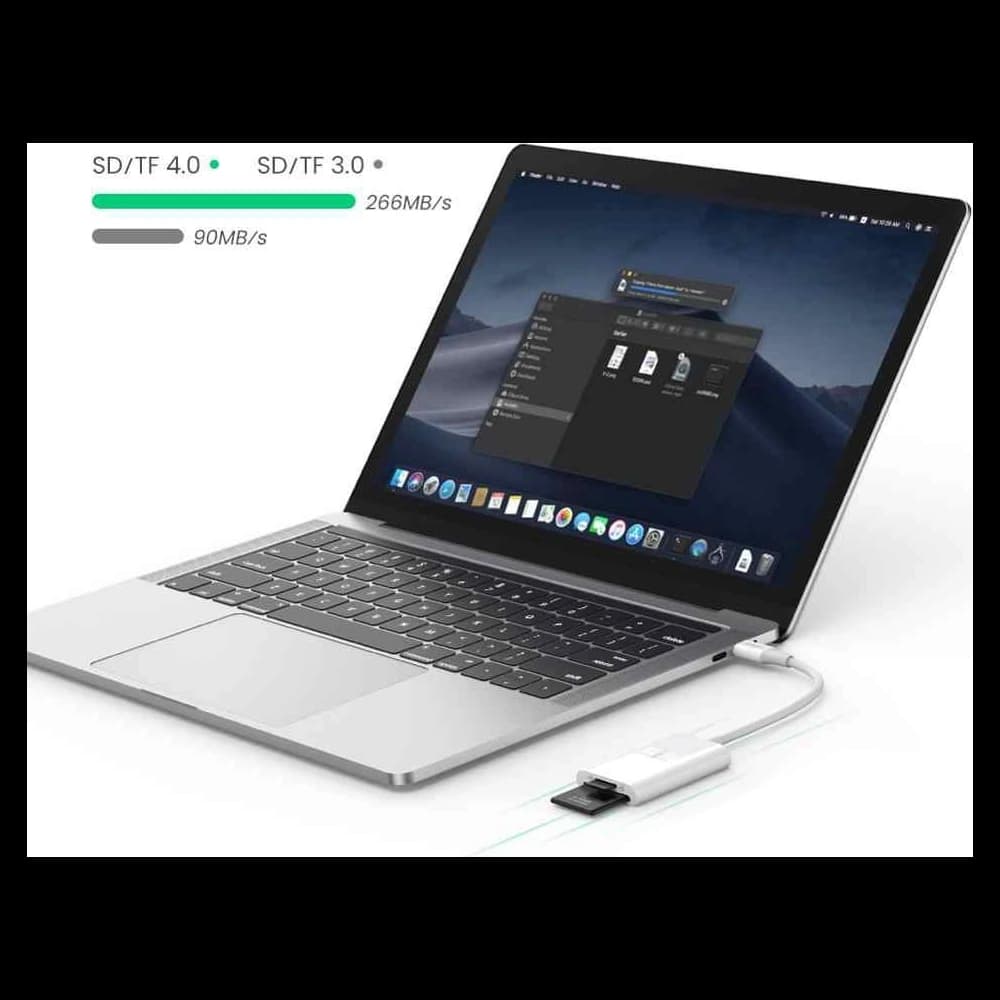 UGREEN CM265 memory card reader OTG SD 4.0 / micro SD (TF) 4.0 (UHS-II, UHS-2 - 280 MBps) to USB Type C 3.2 Gen 1 white - 9