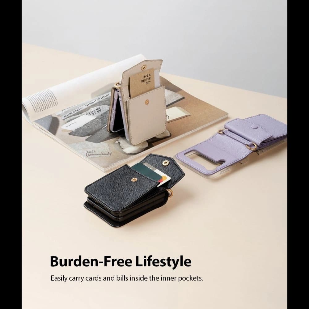 Ringke Folio Signature Card Pocket Samsung Galaxy Z Flip 3 Light Purple - 6