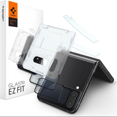Gehärtetes Glas Spigen GLAS.tR ez Fit + Hinge Film Samsung Galaxy Z Flip 4 Schwarz [2 PACK]