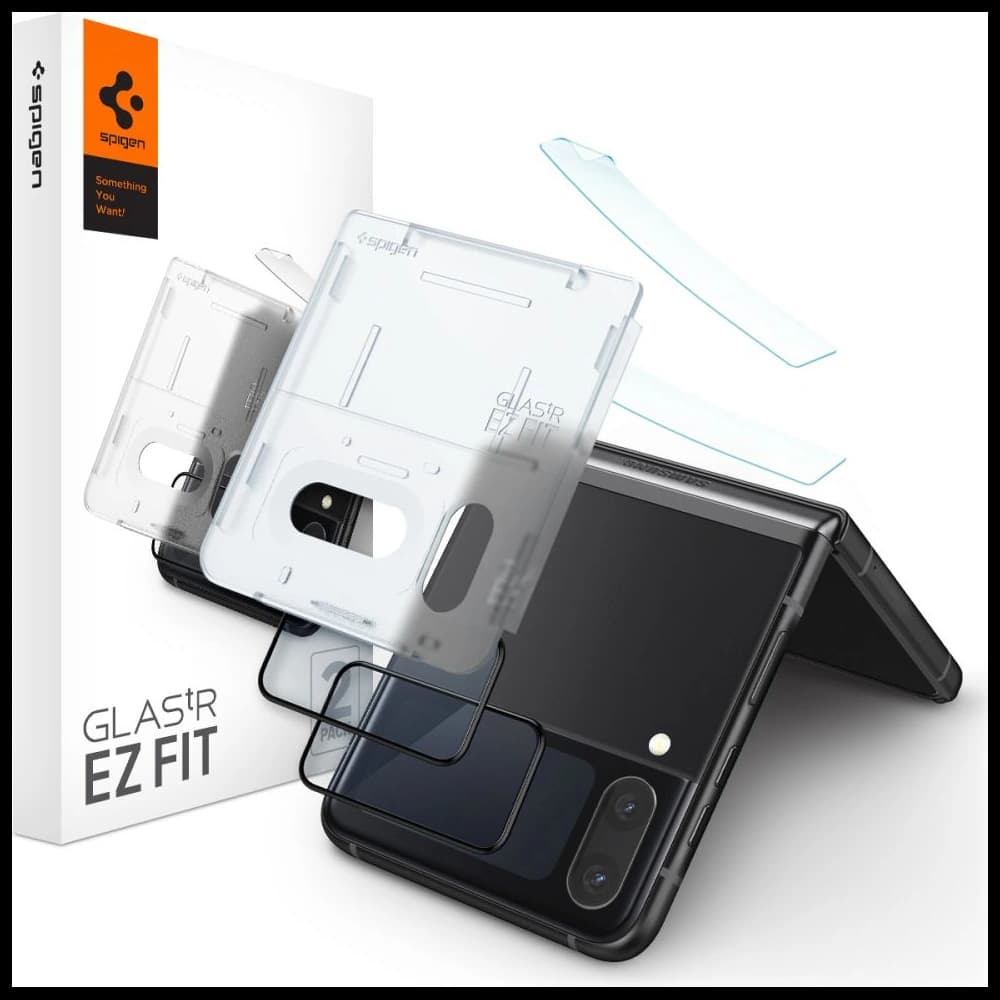 Gehärtetes Glas Spigen GLAS.tR ez Fit + Hinge Film Samsung Galaxy Z Flip 4 Schwarz [2 PACK] - 1