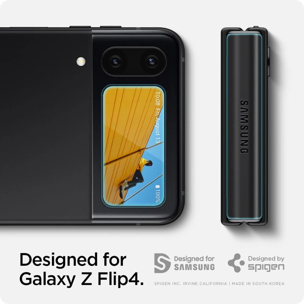 Gehärtetes Glas Spigen GLAS.tR ez Fit + Hinge Film Samsung Galaxy Z Flip 4 Schwarz [2 PACK] - 7