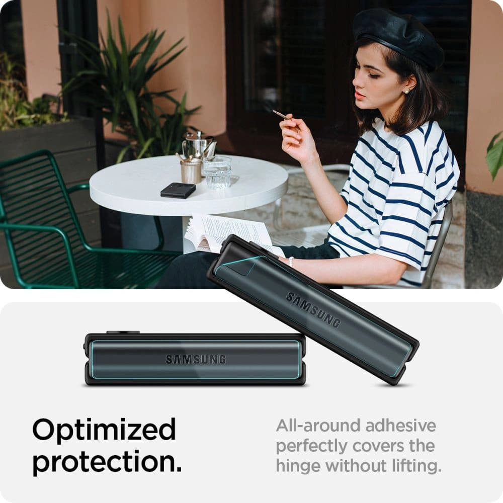 Gehärtetes Glas Spigen GLAS.tR ez Fit + Hinge Film Samsung Galaxy Z Flip 4 Schwarz [2 PACK] - 10