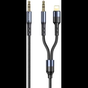 USAMS 2in1 geflochtenes Kabel 1,2m Fast Charge (Lightning/Jack 3,5mm auf Jack 3,5mm) SJ554YP01