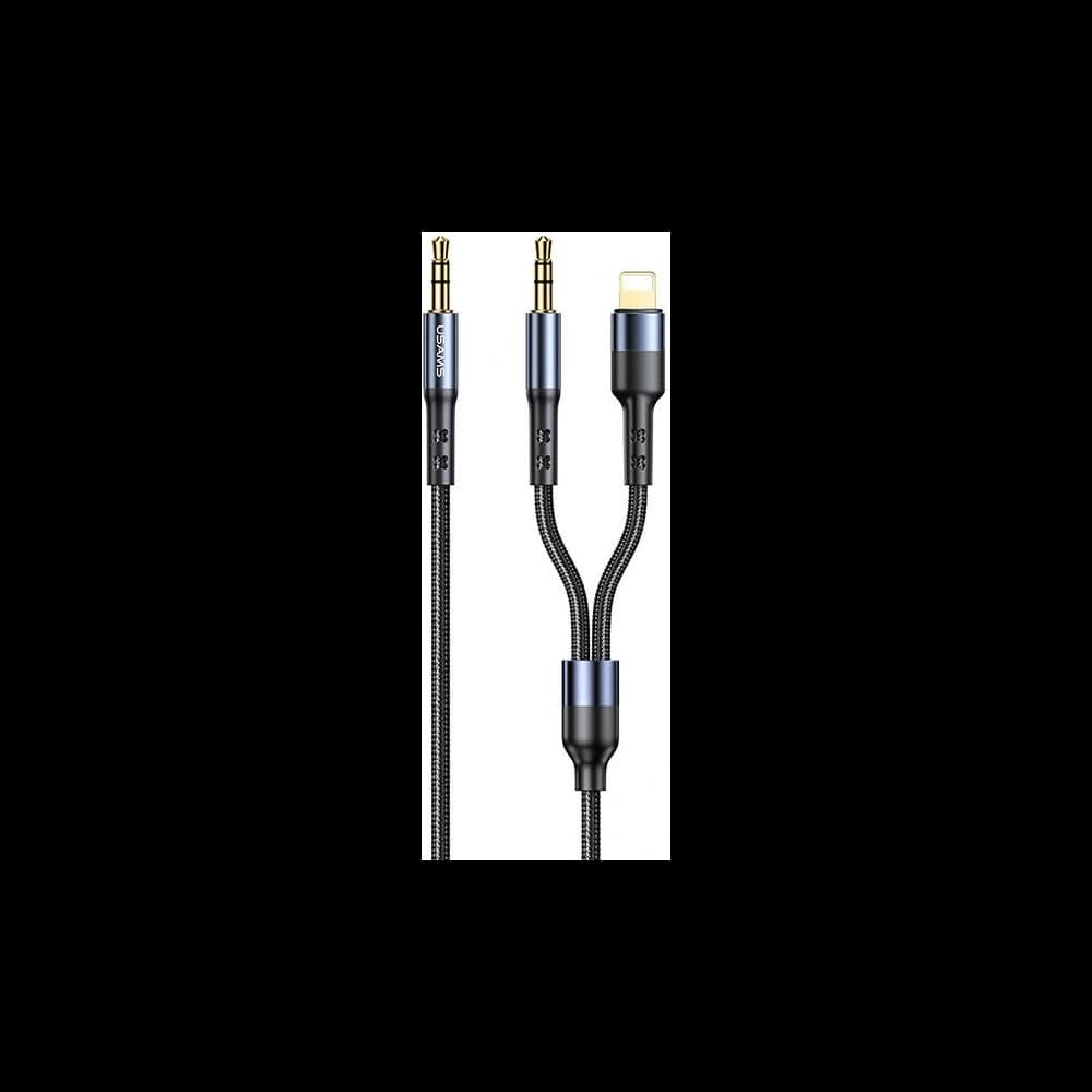 USAMS 2in1 geflochtenes Kabel 1,2m Fast Charge (Lightning/Jack 3,5mm auf Jack 3,5mm) SJ554YP01 - 1