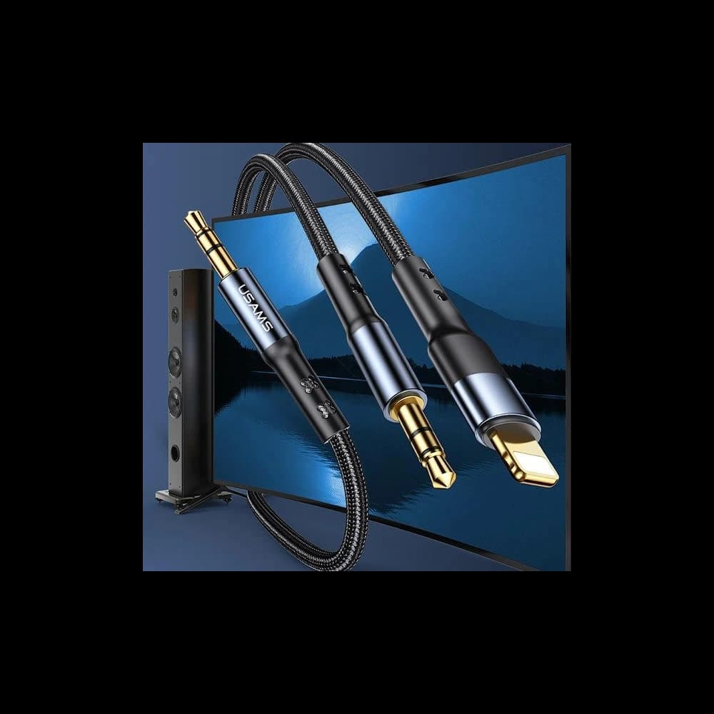 USAMS 2in1 geflochtenes Kabel 1,2m Fast Charge (Lightning/Jack 3,5mm auf Jack 3,5mm) SJ554YP01 - 4