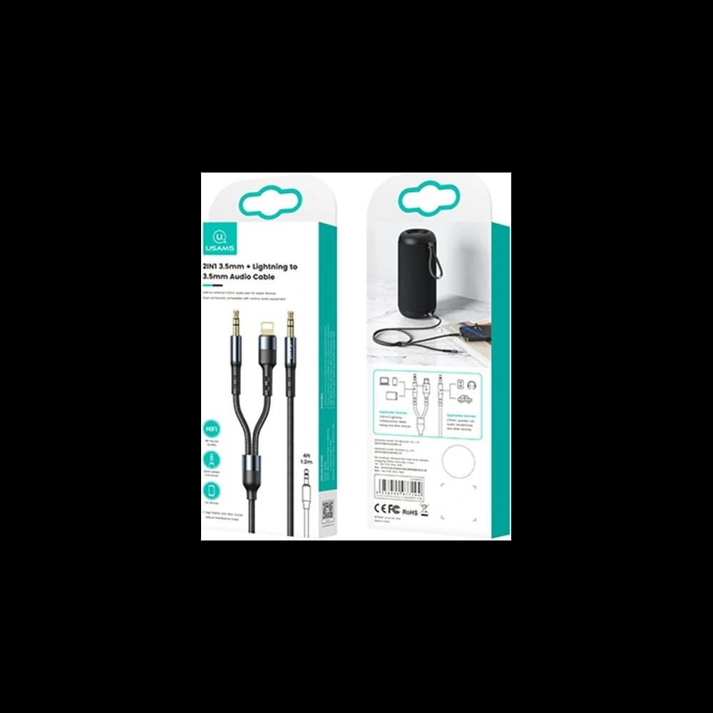 USAMS 2in1 geflochtenes Kabel 1,2m Fast Charge (Lightning/Jack 3,5mm auf Jack 3,5mm) SJ554YP01 - 5