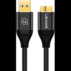 USAMS U19 geflochtenes Kabel USB 3.0 Micro USB B für externe Festplatte 1m schwarz SJ272USB01