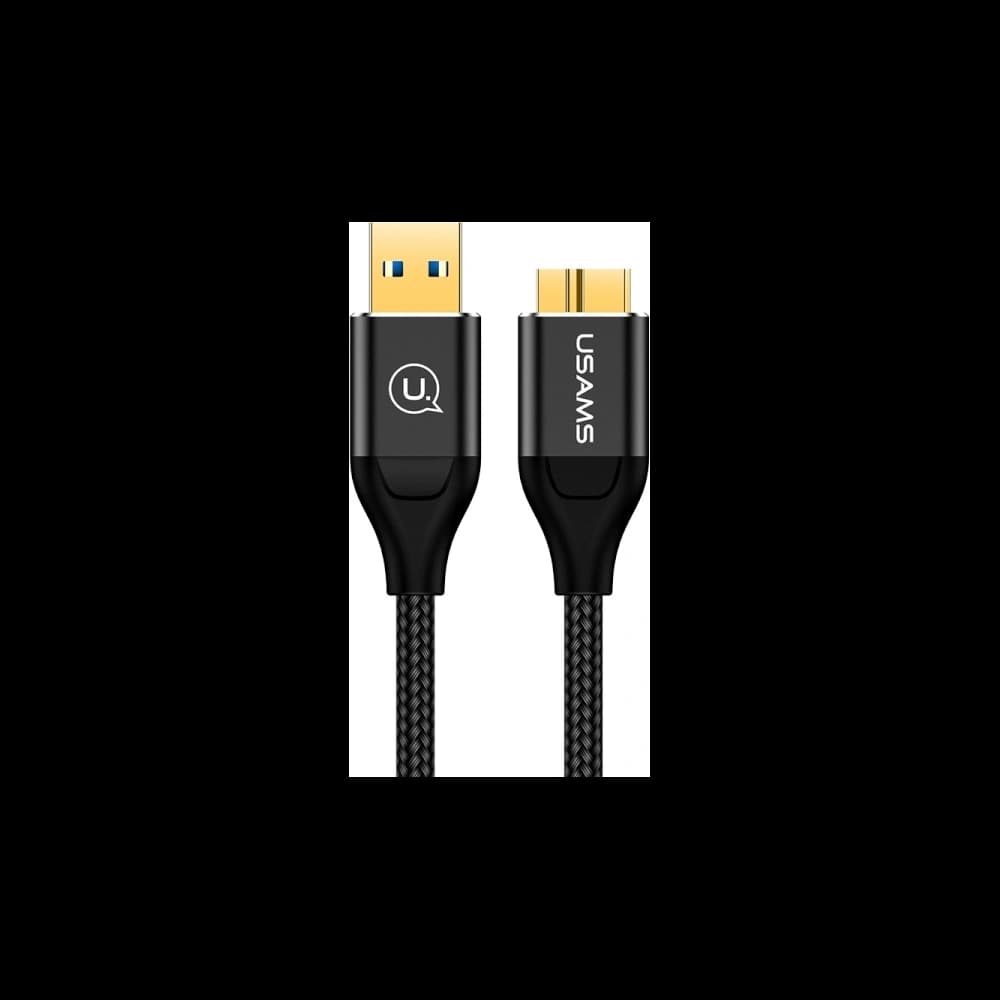 USAMS Nylon Cable U19 USB 3.0 microUSB B to external drive 1m black SJ272USB01 (US-SJ272) - 1